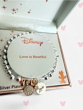 Disney Silver-Tone Beaded Charm Bracelet with Gold Accents